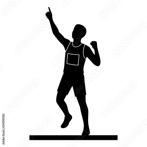 Silhouette of athlete celebrating victory in sports competition achievement and success moment