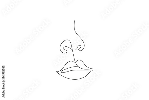 Continuous single line art and drawing of lips outline vector illustration

