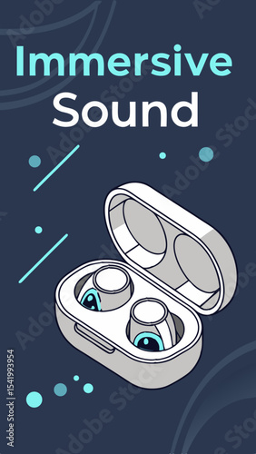 Wireless headphones e-commerce vector poster