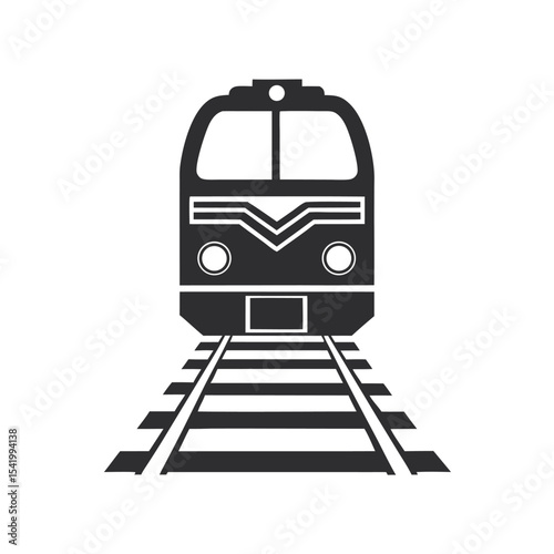 Gray Locomotive Train Front View on Railway Tracks