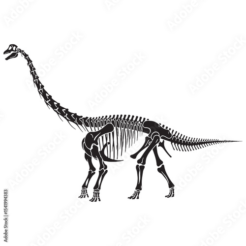 An ancient fossil reimagined – Brachiosaurus skeleton silhouette in clean Brachiosaurus skeleton vector style – dinosaur skeleton silhouette

 