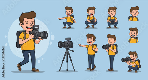 Young Male Photographer Character Set 1