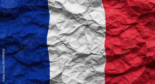 drapeau français texture de papier froissé - Flag of France with crumpled paper texture, abstract background or banner for Bastille Day in France