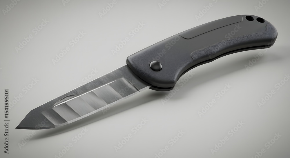 Sleek Black Folding Pocket Knife - 3D Render Sleek Black Folding Pocket Knife - 3D Render