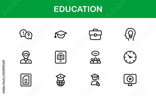 Professional Education Icon Set. Editable Modern Icons for Learning, Teaching, Schools, and Digital Educational Tools