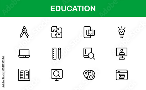 Professional Education Icon Set. Editable Modern Icons for Learning, Teaching, Schools, and Digital Educational Tools