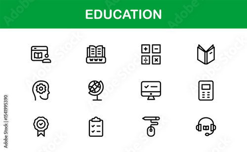 Professional Education Icon Set. Editable Modern Icons for Learning, Teaching, Schools, and Digital Educational Tools