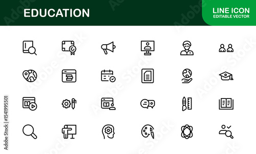 Professional Education Icon Set. Editable Modern Icons for Learning, Teaching, Schools, and Digital Educational Tools
