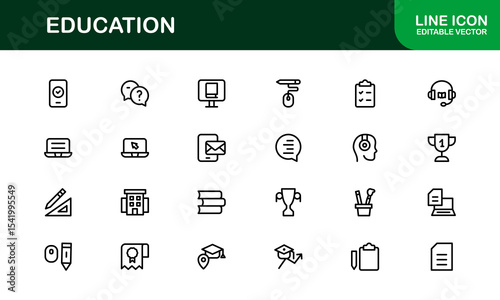 Professional Education Icon Set. Editable Modern Icons for Learning, Teaching, Schools, and Digital Educational Tools