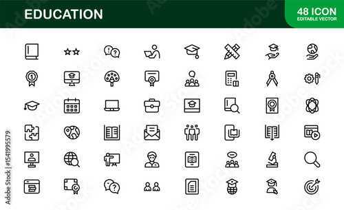 Professional Education Icon Set. Editable Modern Icons for Learning, Teaching, Schools, and Digital Educational Tools