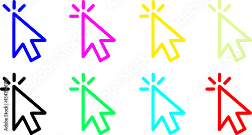 Cursor icon set for web design and ui ux design mouse pointer arrow click select vector illustration editable stock vector illustration