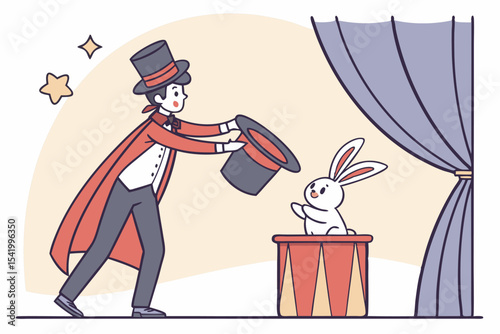 Classic Magic Trick: Rabbit from a Hat Engraving

