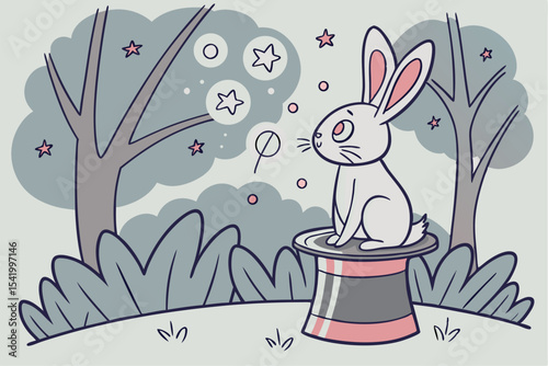 Enchanted Escape: Rabbit on a Magician’s Hat
