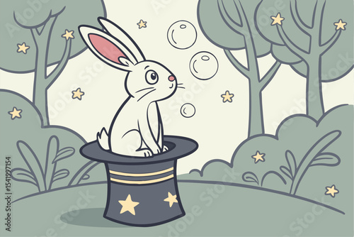 Enchanted Escape: Rabbit on a Magician’s Hat