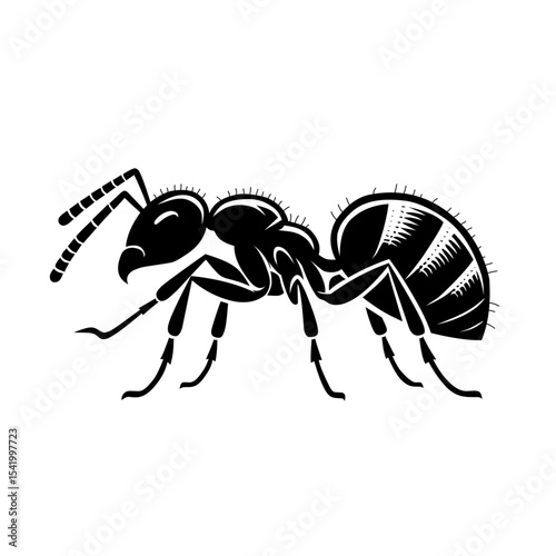 Vector illustration of a side view ant silhouette.