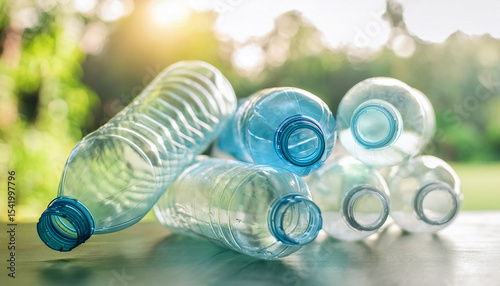 close up plastic bottles for recycling to conserve the environment recycling reuse garbage disposal save the world concept