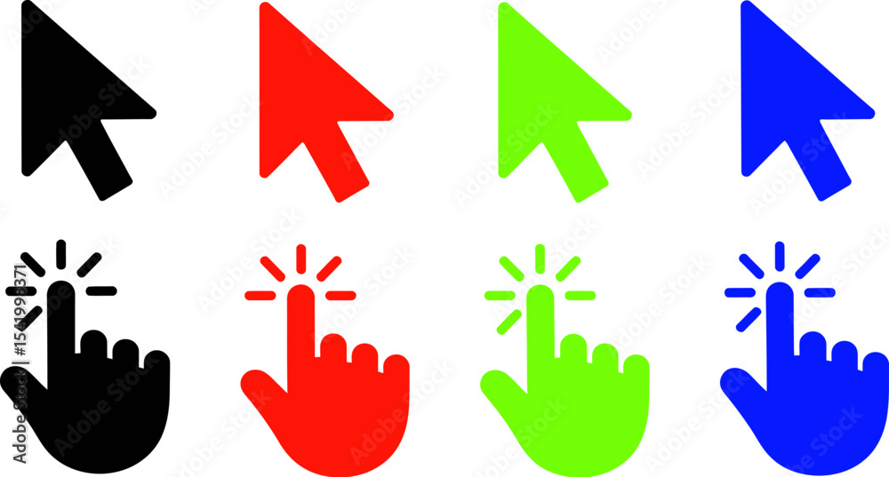 Fototapeta premium Click cursor pointer hand finger icon vector illustration for website design and graphic design use editable stock vector illustration