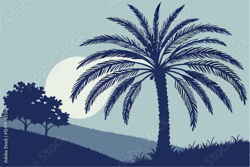 Silhouetted Stillness: A Palm Tree View