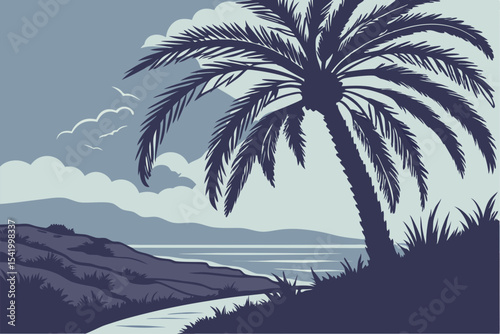 Silhouetted Stillness: A Palm Tree View