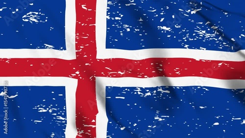 Iceland Flag Flying Video, Iceland Flag Fluttering in the Wind