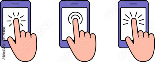 Touchscreen gestures illustration for mobile interface design and user experience vector design 100 editable stock vector illustration
