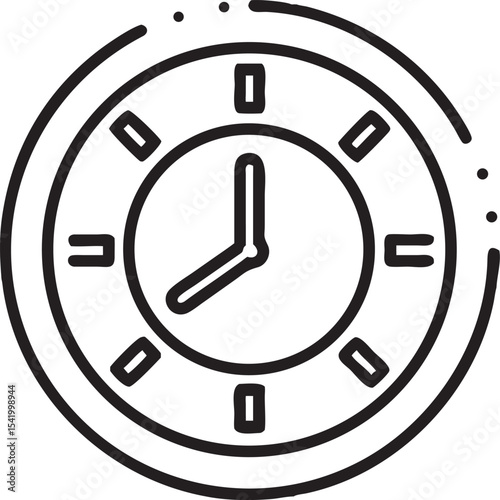 Simple black and white clock icon representing time management and appointment scheduling concept