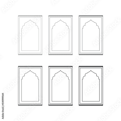 Islamic Prayer Mat Line Art Set – Minimalist Muslim Prayer Rug Outline Illustrations