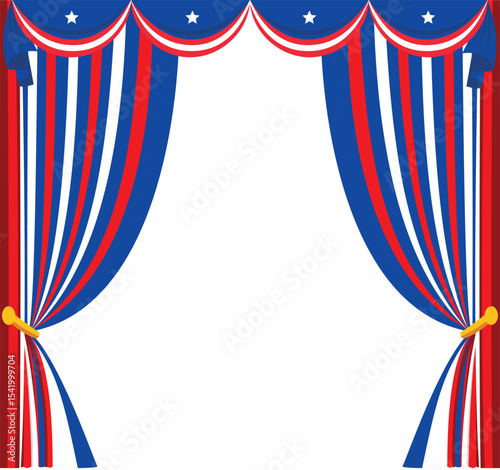 Theater Curtain with American Flag Pattern Decoration for Independence Day Decoration