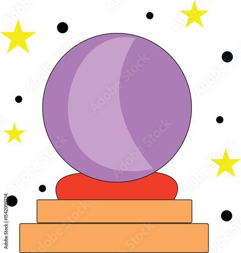 Mystical Crystal Ball Vector Illustration for Fortune Telling, Magic Predictions, Psychic Readings, and Spiritual Decor