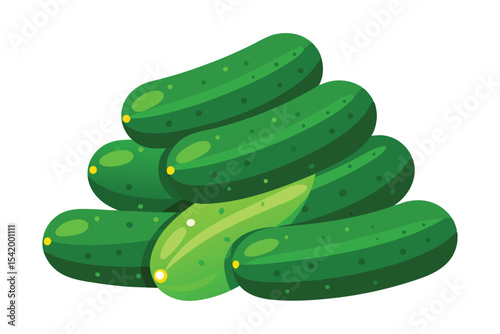 stack of fresh cucumbers vector illustration on white background
