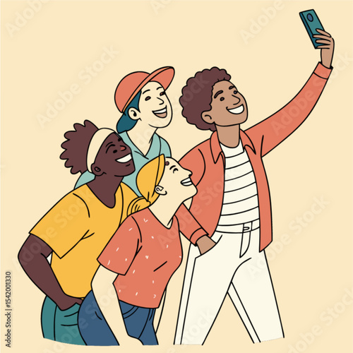 Group of Diverse Friends Taking a Selfie