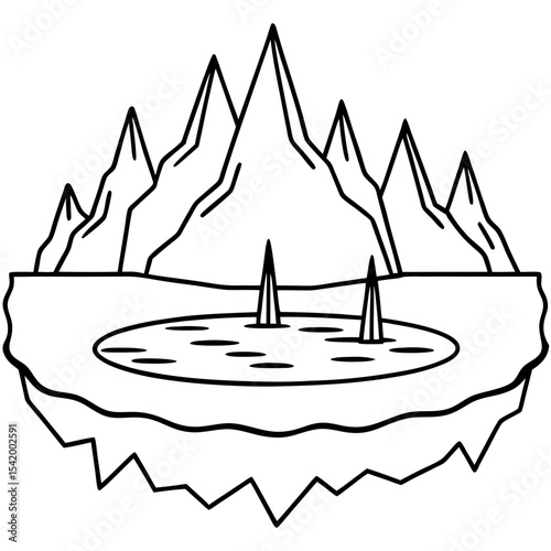 Frozen Lake line art vector