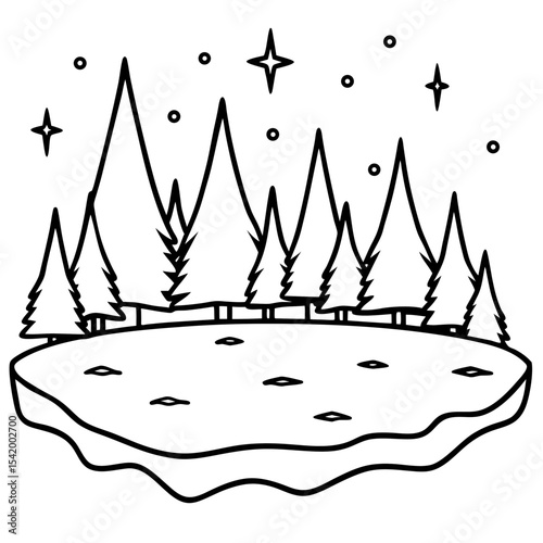 Frozen Lake line art vector