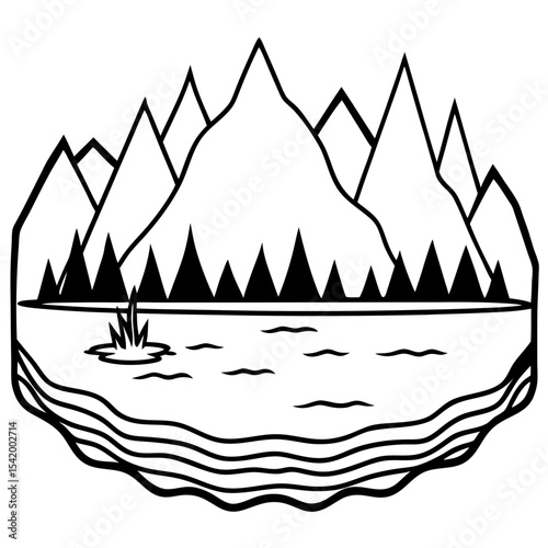 Frozen Lake line art vector