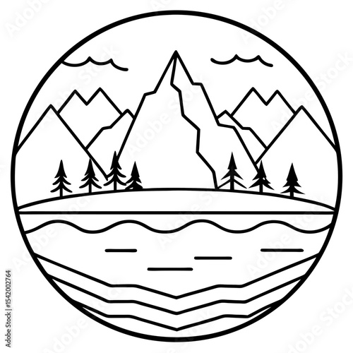 Frozen Lake line art vector