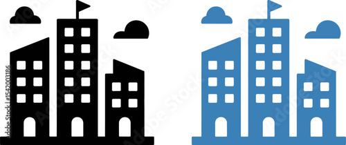 City buildings icon vector illustration of urban landscape skyline architecture business office construction 100 editable stock vector illustration