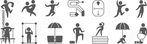 Collection of people icons vector illustration set for recreation activity and sport design element concept editable stock vector illustration