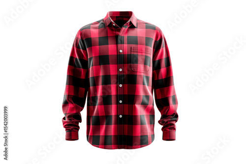 Classic red and black flannel shirt with plaid design for casual wear