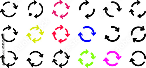 Arrow refresh reload rotate loop cycle sync repeat update vector icon symbol graphic design set pack 100 editable stock vector illustration