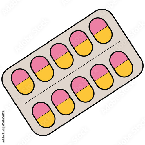 Pink Nurse Pill Bottle with Cheerful Face and Floral Details – Kawaii Medical Vector
