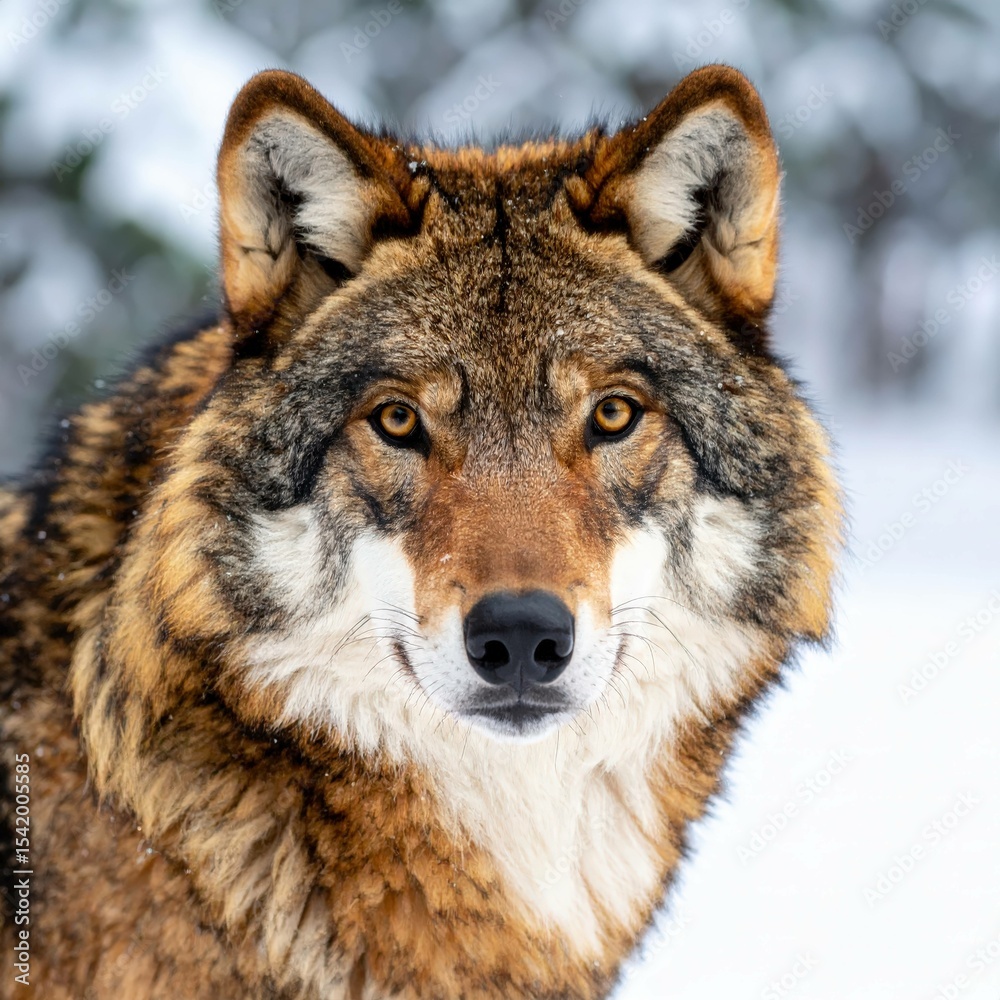 Fototapeta premium Silent Strength: Wolf Close-Up in the Wild, Generated image