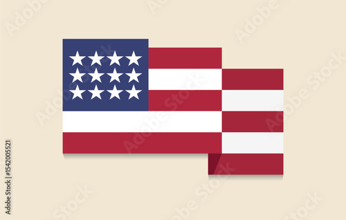 Minimalist Modern USA Flag Illustration. Flat American Flag Design. Editable file