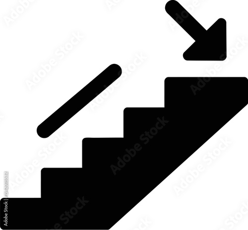Download stairs icon vector illustration steps symbol staircase descent sign direction down graphic 100 editable stock vector illustration