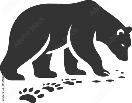 Black silhouette illustration of a polar bear vector drawing