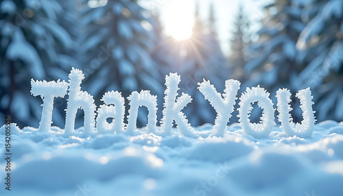 Frozen Thank You Note in Snowy Winter Forest