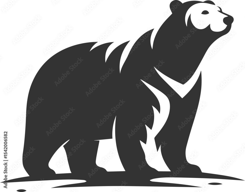 Fototapeta premium Black silhouette illustration of a polar bear vector drawing