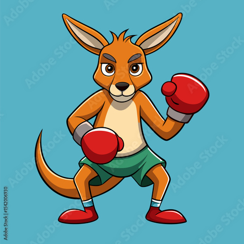 Kangaroo Wearing Boxing Gloves Ready for a Friendly Fight Illustration