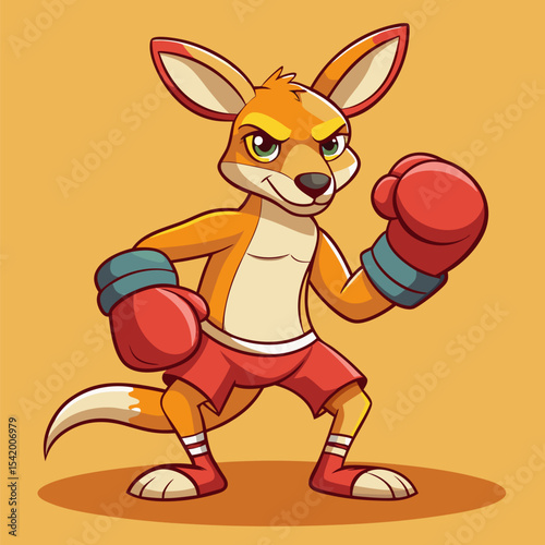 Kangaroo Wearing Boxing Gloves Ready for a Friendly Fight Illustration