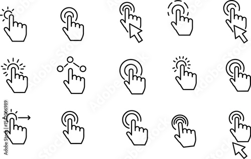 Hand cursor click icons set vector illustration of touch gestures for user interface and web design editable stock vector illustration