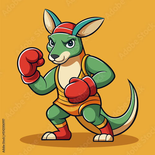 Kangaroo Wearing Boxing Gloves Ready for a Friendly Fight Illustration